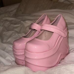 Demonia Pink Platform Mary Janes